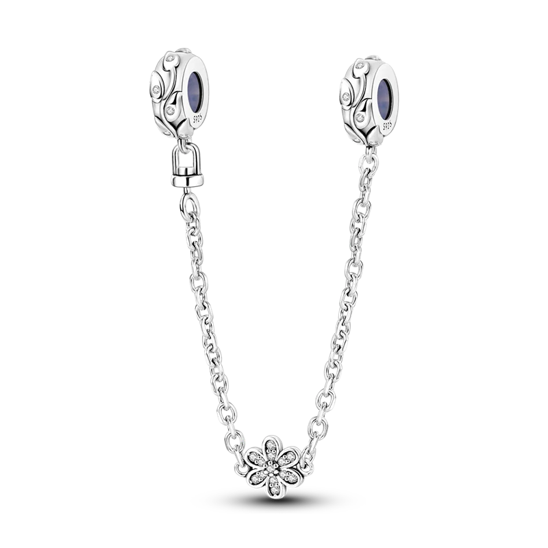 925 Sterling Silver Star Moon Safety Chain Charm | Pandora Fit Jewelry