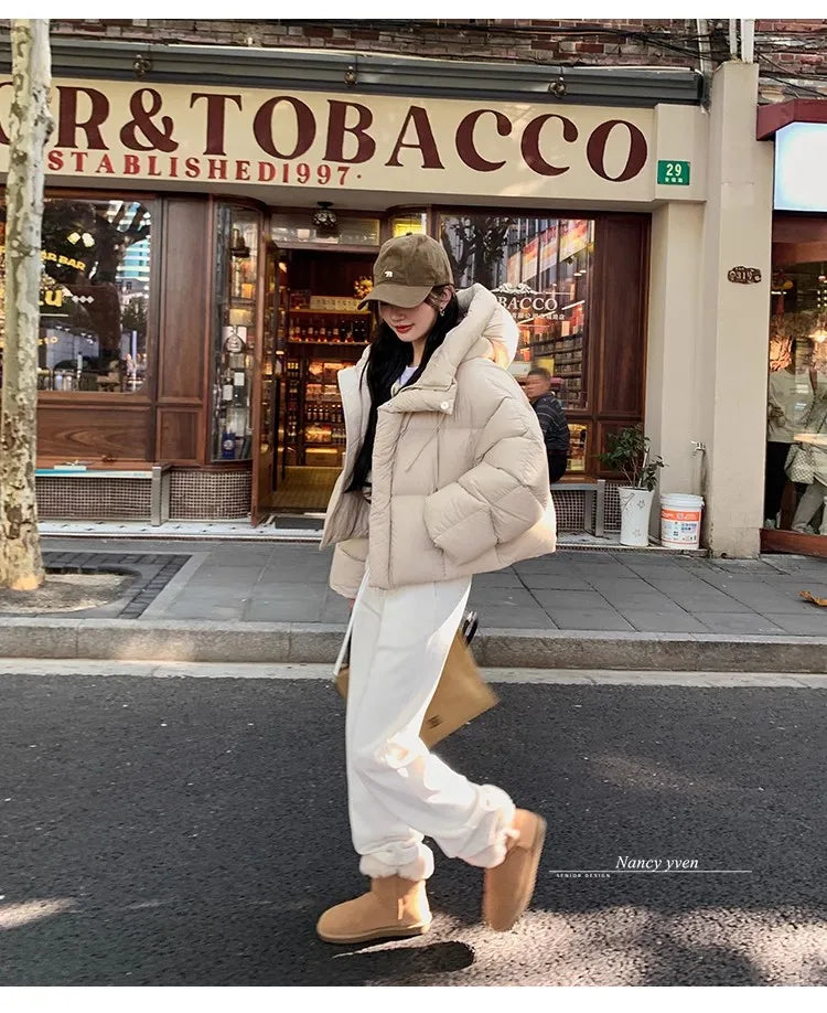 Trendy American Style Women’s Cotton Jacket Coat with Hood – Winter Small Size Bread Style Outerwear