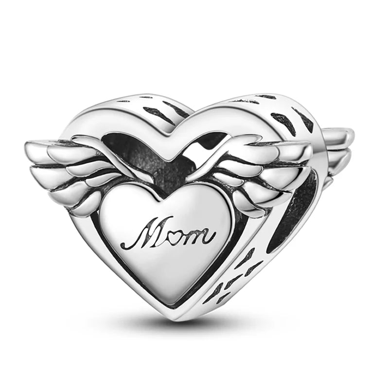 925 Sterling Silver Colorful Charms – Rose, Crown, Rainbow & Heart Dangle Beads Fit Pandora Bracelet & Necklace