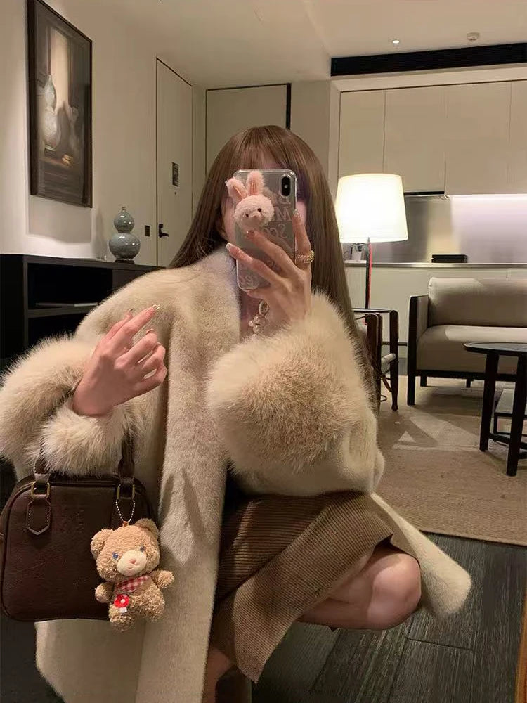 Women’s Faux Mink Fur Coat – Thick Loose Winter Jacket | Y2K Fashion Streetwear Outerwear