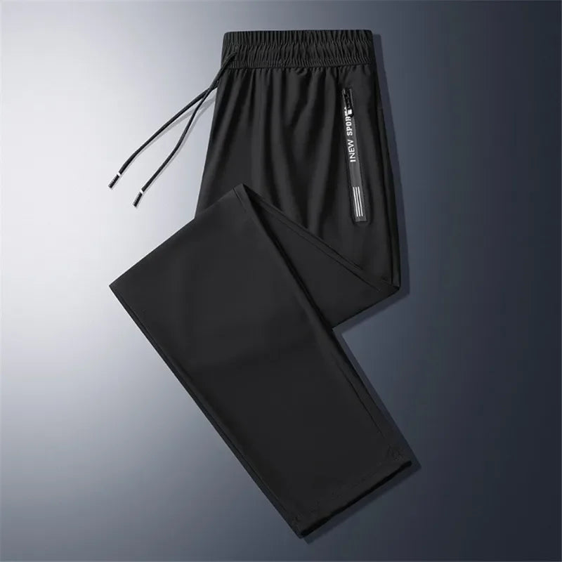 2024 Men’s Plus Size Summer Cool Pants | 7XL–8XL Stretch Sweatpants | Casual Lightweight Trousers in Black & Grey