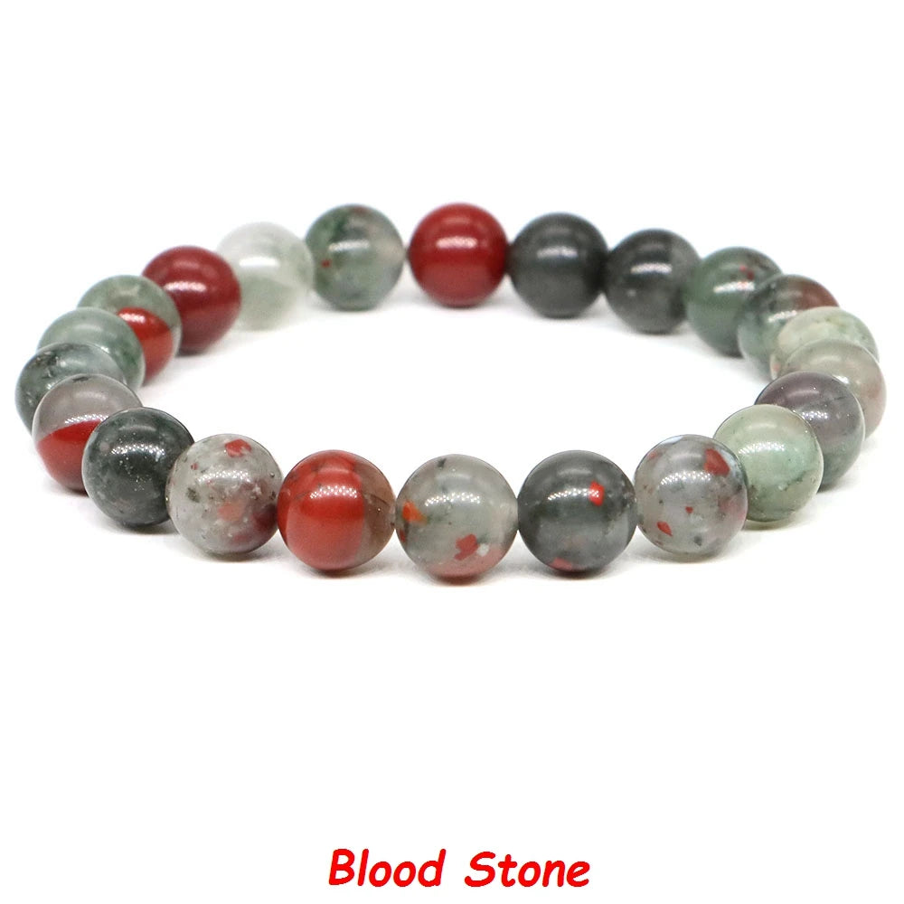 Natural Stone Healing Crystal Bracelet | Amethyst, Quartz & Agate Round Beads Elastic Stretch Bangle for Women & Men