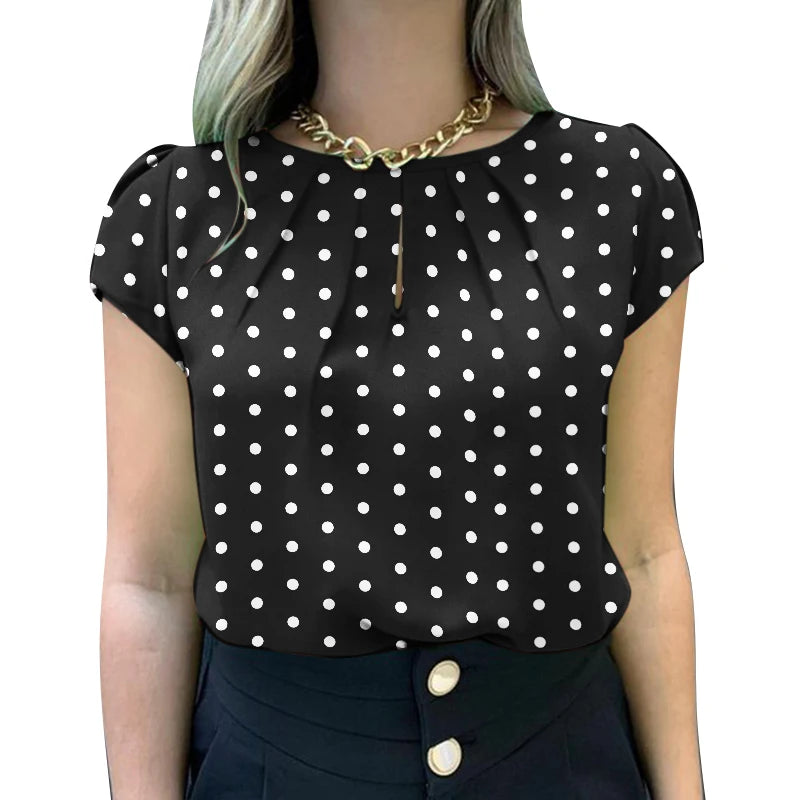 2024 Summer Tunic Top 🌸 ZANZEA Polka Dot Short Sleeve Blouse Women ✨