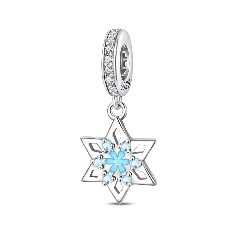 Christmas 925 Sterling Silver Charms | Santa Claus Reindeer Snowman Tree Beads Fit Original Bracelet