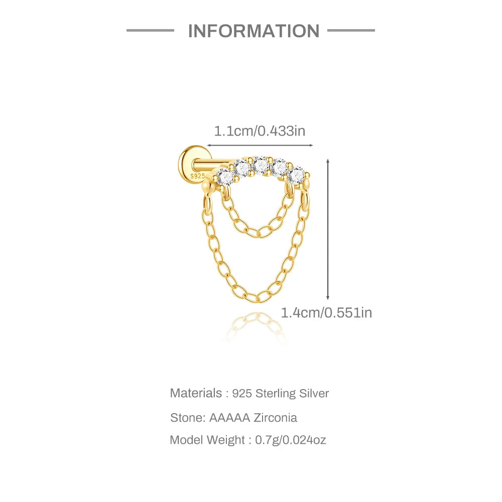 CANNER 925 Sterling Silver Horse Eye Tassel Zircon Drop Earrings – Minimalist Geometric Jewelry for Women