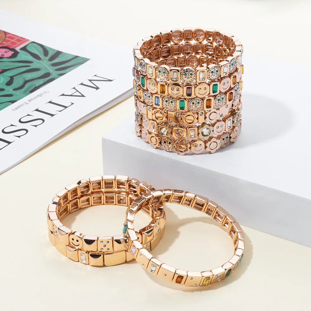 Gold Flower Charm Beaded Bracelet for Women | Boho Summer Jewelry Gift 2023