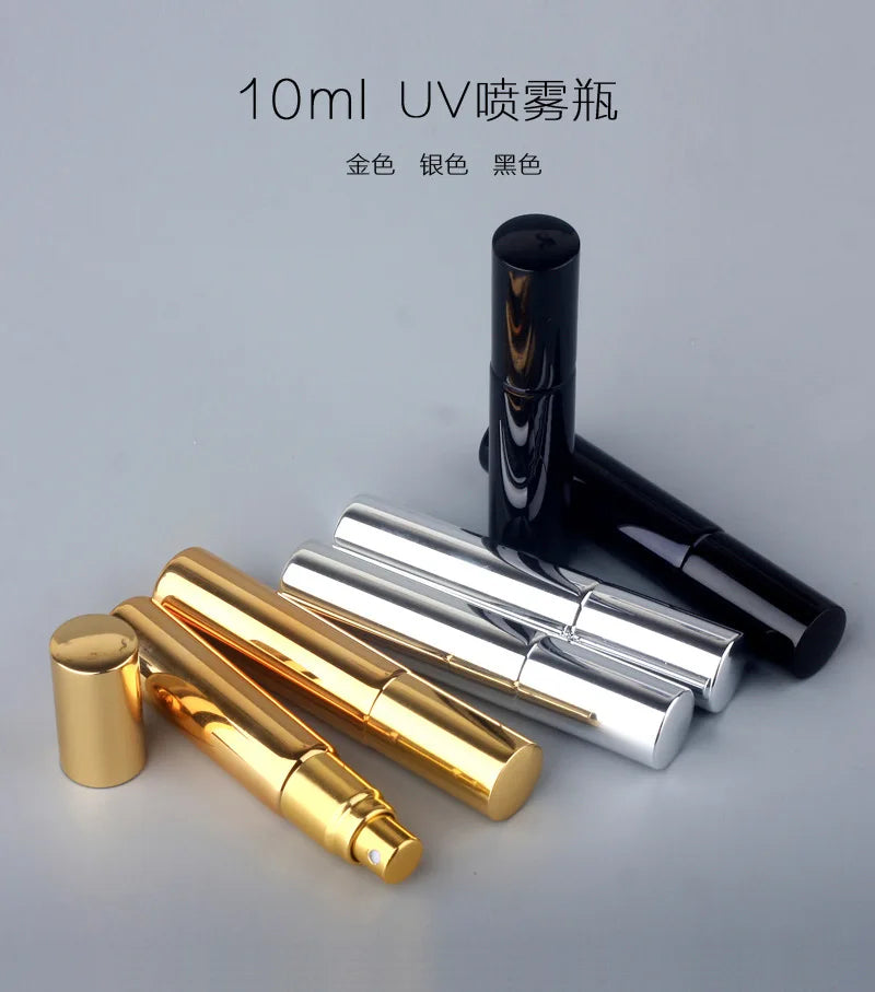 6PCS 5ML/10ML Portable UV Glass Perfume Bottles – Refillable Mini Spray Bottles with Aluminum Atomizer | Travel Size