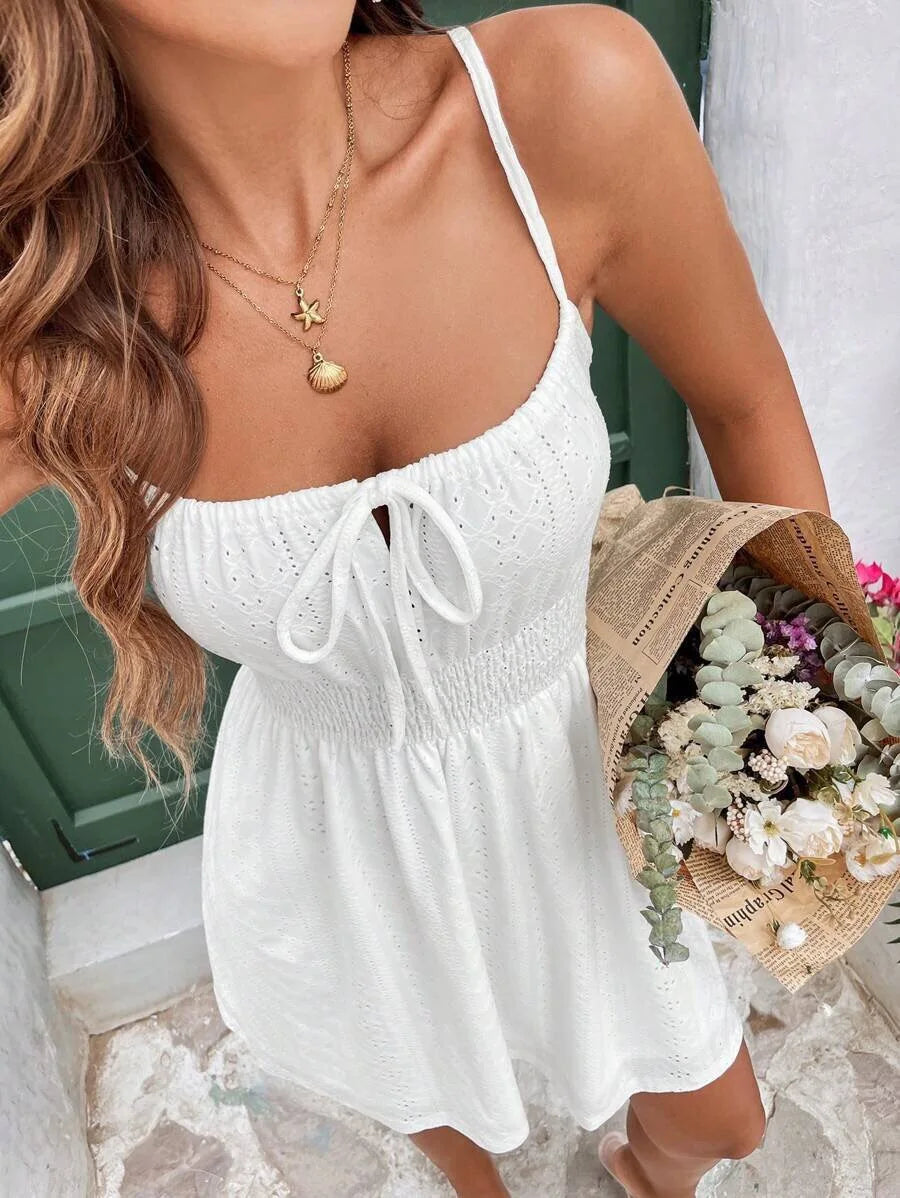 Women’s Elegant Sleeveless Strap Dress – Summer Mid-Length Empire Waist A-Line Skirt | Party, Vacation & Beach Streetwear