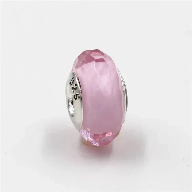 925 Sterling Silver Murano Glass Galaxy & Clover Heart Beads | Fit Pandora Bracelet DIY Jewelry Gift for Mum