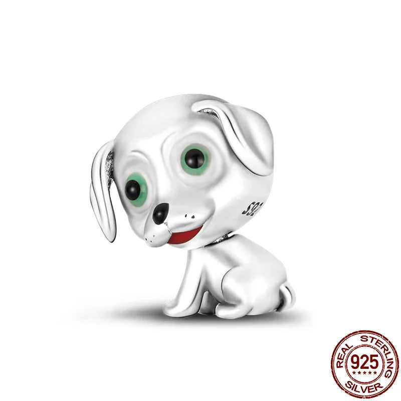 925 Sterling Silver Number & Puppy Family Beads Pendant | Fit 4mm Hole Bracelets