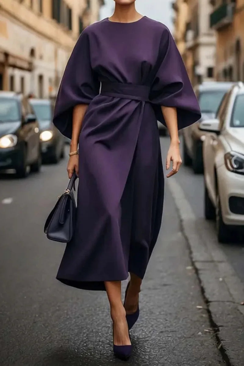 Elegant Long Sleeve Black Maxi Dress for Women | 2025 Loose O-Neck Casual Fashion Long Dress
