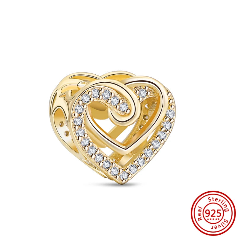 925 Silver Golden Bees & Yellow Roses Dangle Charm | Fit Original Bracelet Jewelry Gift