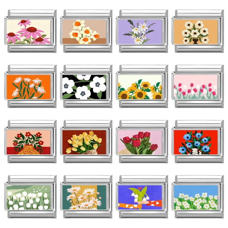 2025 Original Y2K Colorful Cute Cartoon Cats Dogs Italian Charm Links Fit 9mm Stainless Steel Bracelet Men Women DIY Making Gift