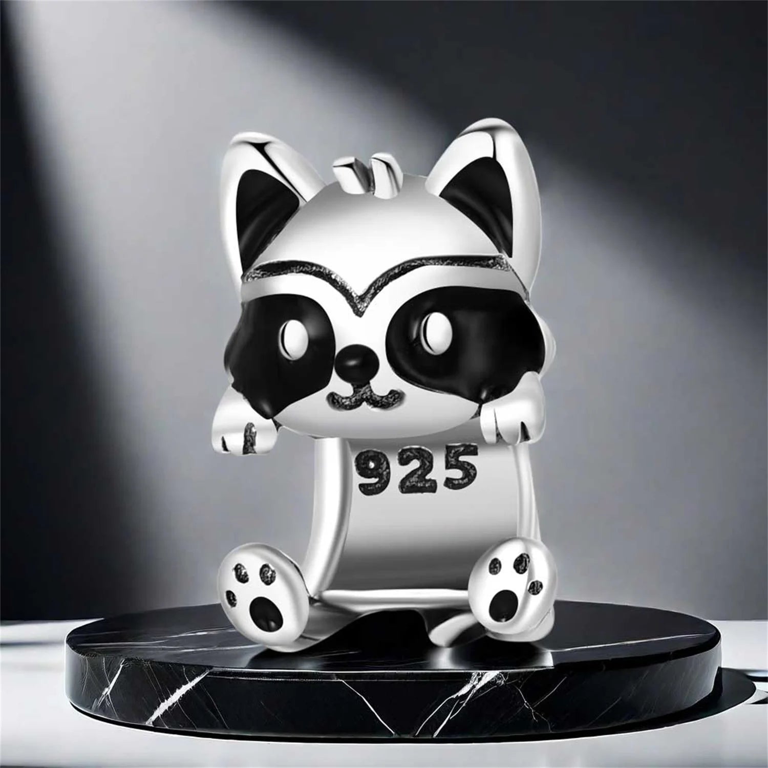 925 Sterling Silver Cute Raccoon Charm Bead | Animal Bracelet Decoration DIY Jewelry Birthday Gift