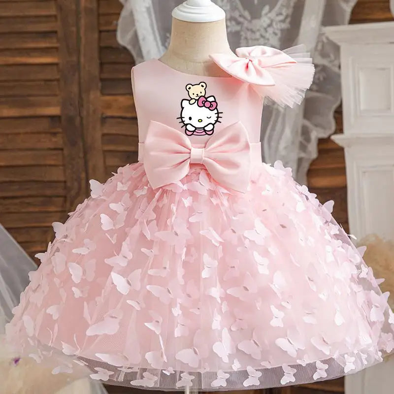 Hello Kitty Girls Princess Butterfly Dress – Toddler Birthday, Wedding & Christmas Party Luxury Gown for Kids
