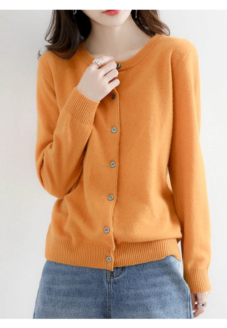 Off-Season Knitted Open Cardigan – Women’s Loose Round Neck Outerwear | Large Size Sweater for Spring & Autumn
