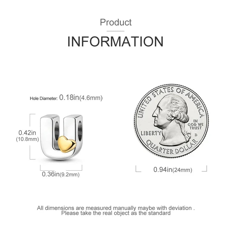 925 Sterling Silver A–Z Letter Charms | Alphabet Beads for Pandora