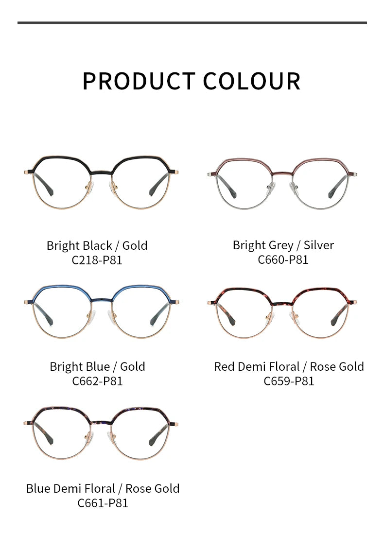 Women Round Blue Light Blocking Glasses 👓 Stylish Alloy Frame TB3201