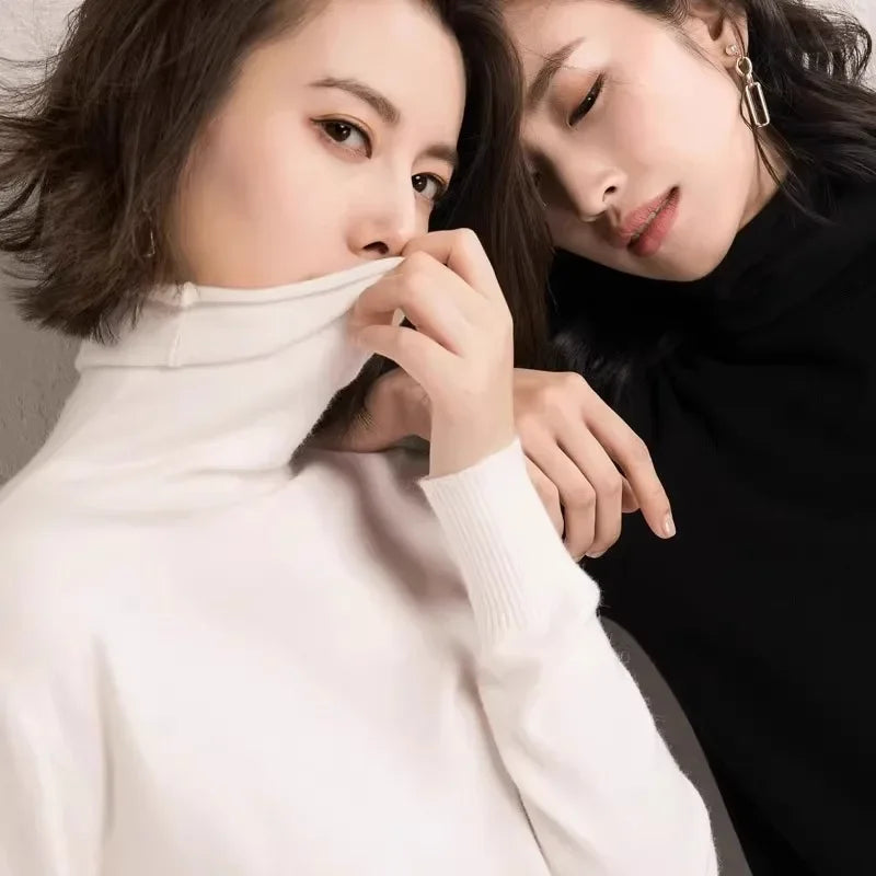 Women’s Autumn Winter Turtleneck Sweater – Slim Fit Korean Fashion Long Sleeve Pullover Knitwear ❄️🌿