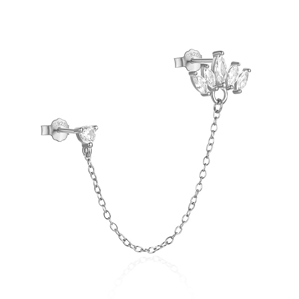 CANNER 925 Sterling Silver Horse Eye Tassel Zircon Drop Earrings – Minimalist Geometric Jewelry for Women