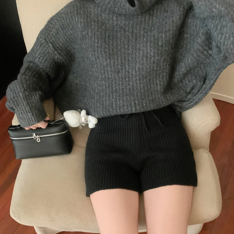 High Waist Knitted Wool Wide-Leg Pants for Women – Autumn Casual Straight Bootcut Trousers