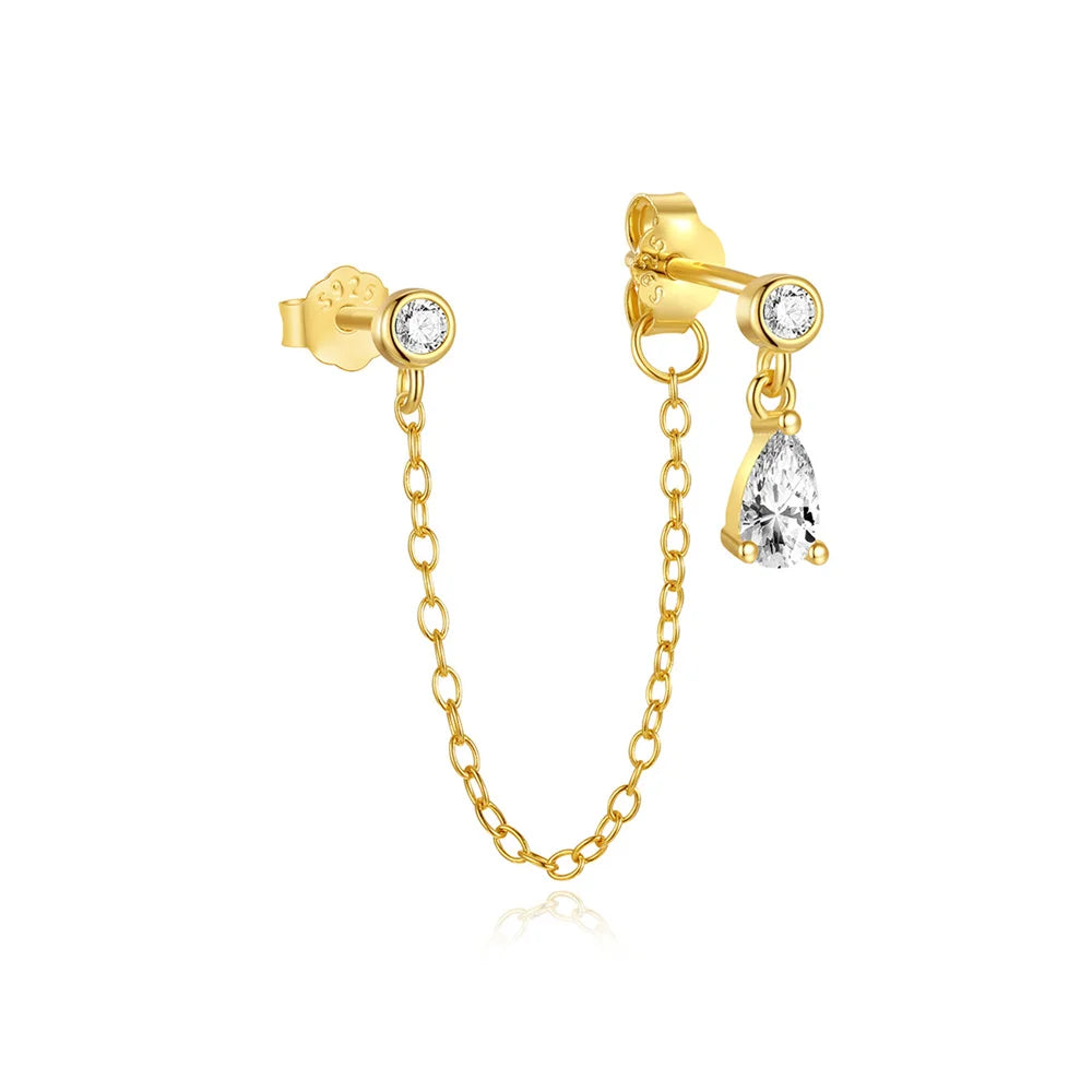 CANNER 925 Sterling Silver Horse Eye Tassel Zircon Drop Earrings – Minimalist Geometric Jewelry for Women