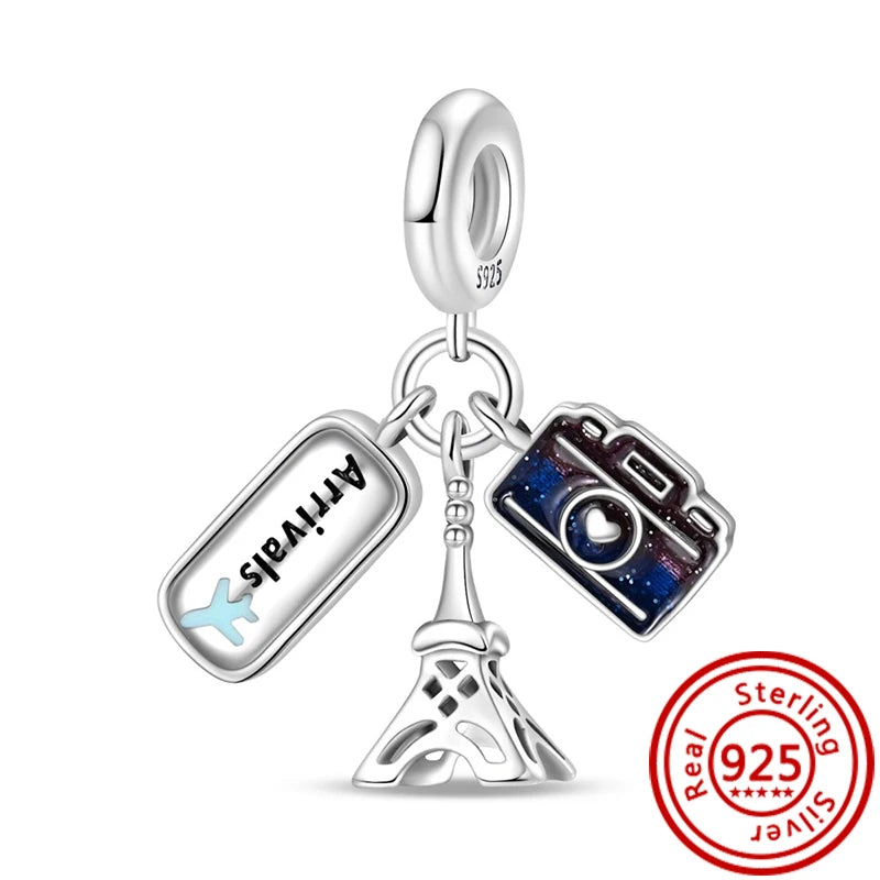 Factory Outlet 925 Sterling Silver Black Cat, Camera & Dog Paw Charms Beads | Fits Pandora Original Bracelet | Fine DIY Jewelry Gift for Friends