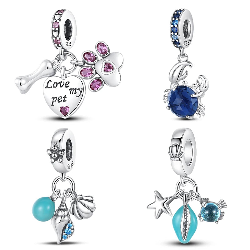 925 Sterling Silver Luminous Ocean Crab Shell Charm | Fit Original Bracelet DIY Birthday Jewelry Gift for Women