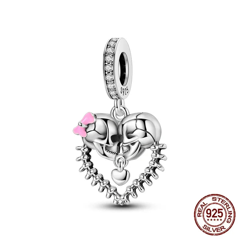 925 Sterling Silver Halloween Luminous Skull & Pumpkin Charms | Fits Original Pandora Bracelet | Party DIY Jewelry Gift