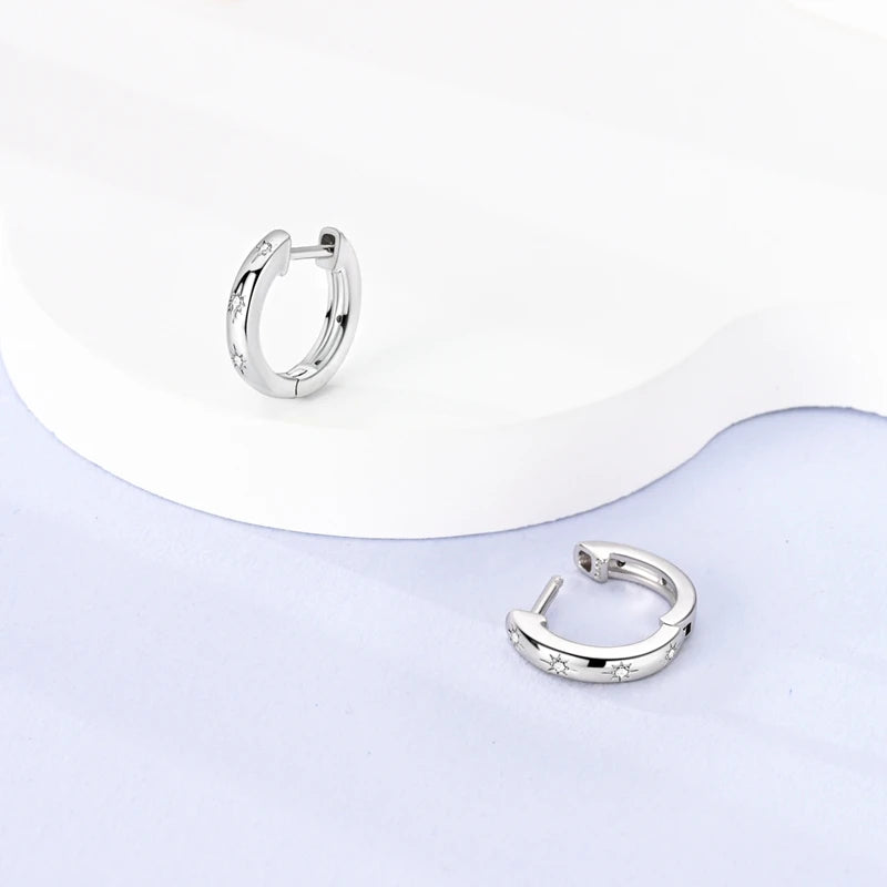 925 Sterling Silver Creative Hoop Earrings | Dangler Charms with Pave CZ for Women