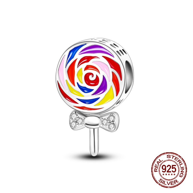 925 Sterling Silver Purple Flower & Butterfly Dangle Charm | Bead for 4MM Bracelet or Necklace DIY Jewelry Gift