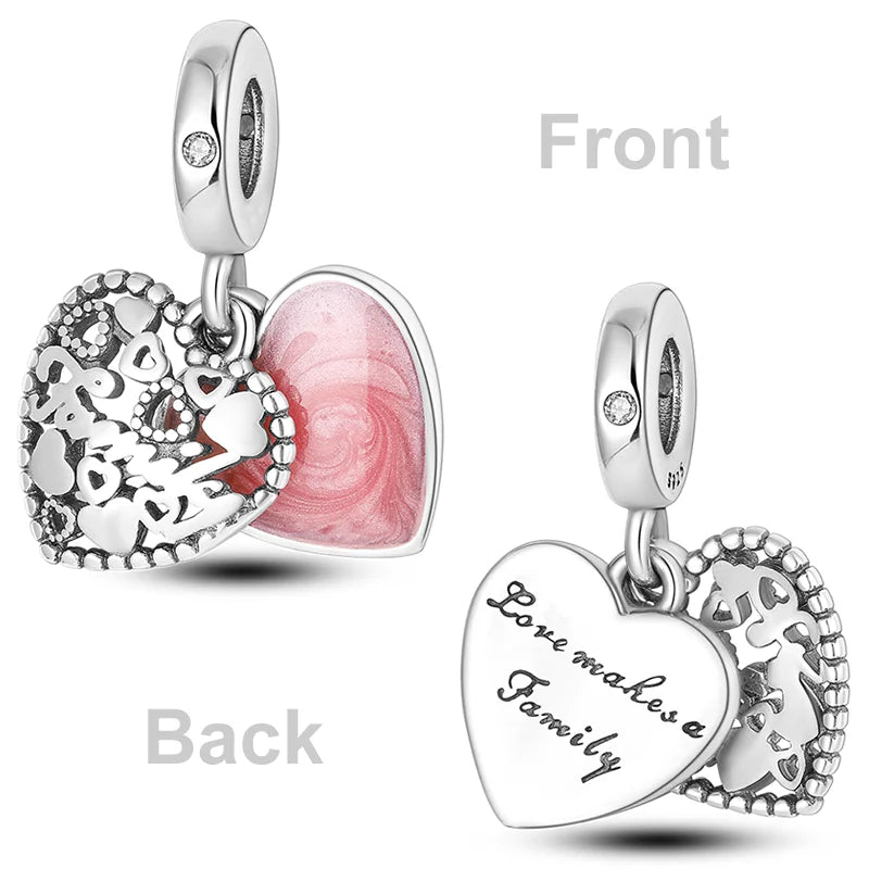 925 Sterling Silver Colorful Charms – Rose, Crown, Rainbow & Heart Dangle Beads Fit Pandora Bracelet & Necklace