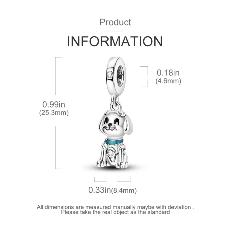 Cute Pet Kitten Puppy Sheep Charms | Fit 925 Original Pandora Bracelets | Colorful Zircon Beads DIY Jewelry Gift
