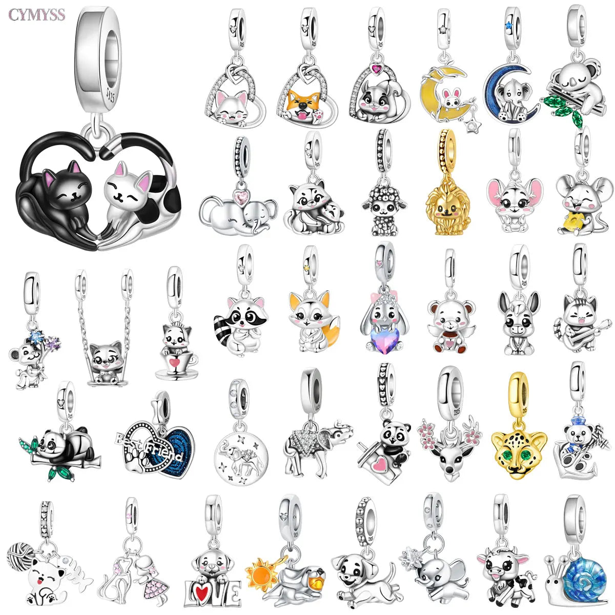 Hot Sale 925 Sterling Silver Dog & Cat Pet Charms | Cute Animal Pendant for Women Bracelet & Necklace DIY Jewelry Gift