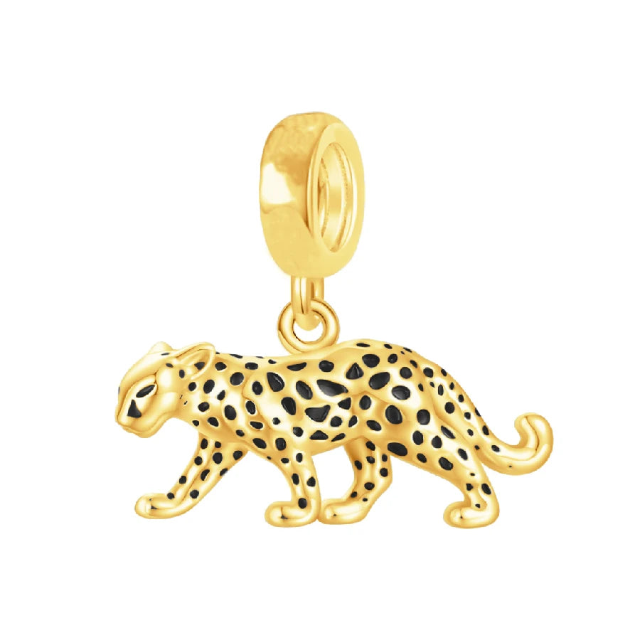 Sparkling Gold Plated Heart & Flower Clip Dangle Charm Beads | Fits Original Snake Bracelet & Necklace | DIY Jewelry Gift for Women