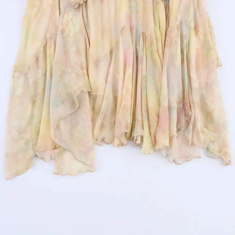 Summer 2025 Women’s Long Printed Layered Skirt – High Waist Floral Midi Skirt Fashion Design