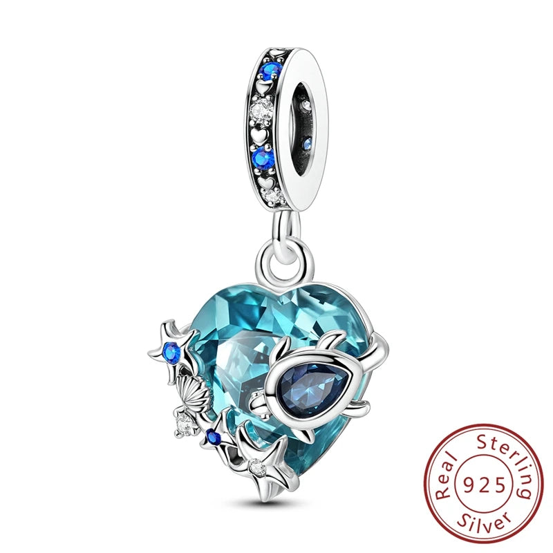 New Summer Ocean Silver Plated Sea Turtle & Starfish Shell Charm | DIY Bracelet Jewelry for Women