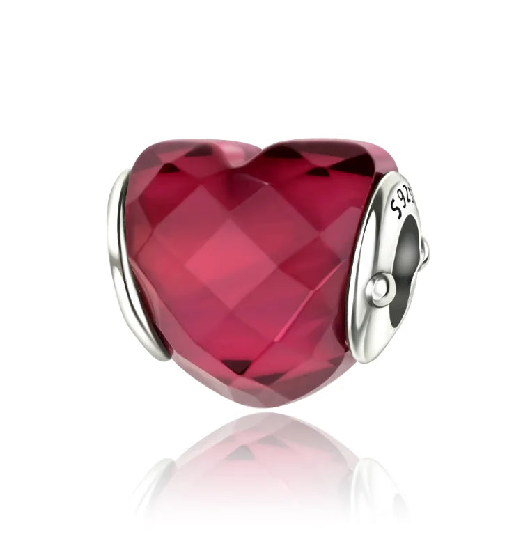 925 Sterling Silver Red Heart Charms | Apple, Rose & Gift Box Beads Fit Original Bracelet Necklace Women Jewelry