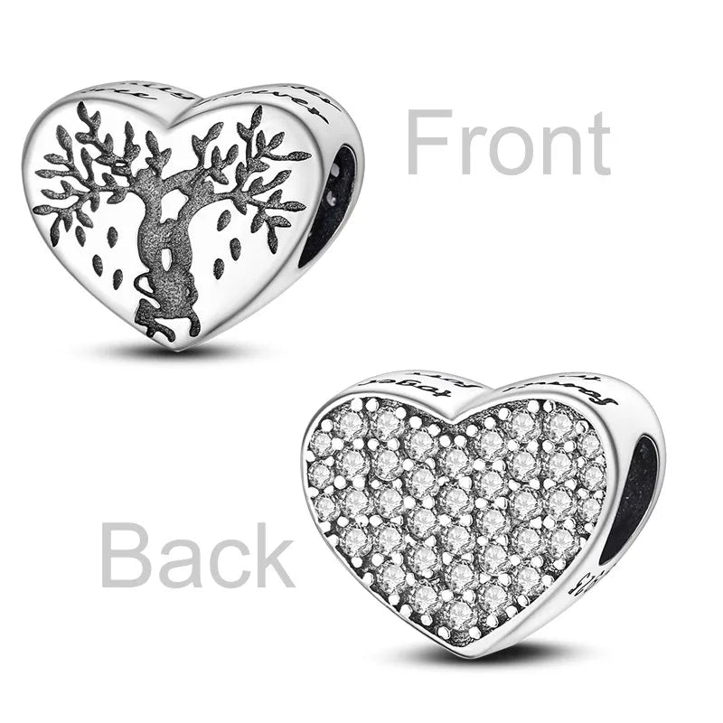 925 Sterling Silver Inlaid Zircon Love Heart & Snake Dangle Charm – Fits Original Pandora Bracelet, Women’s Jewelry Pendant Bead