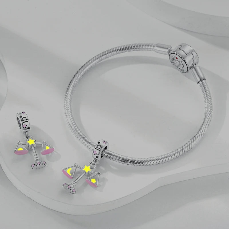 Original 925 Sterling Silver 12 Constellation Luminous Charm | Fits Pandora 3mm Bracelet DIY Jewelry Gift for Women