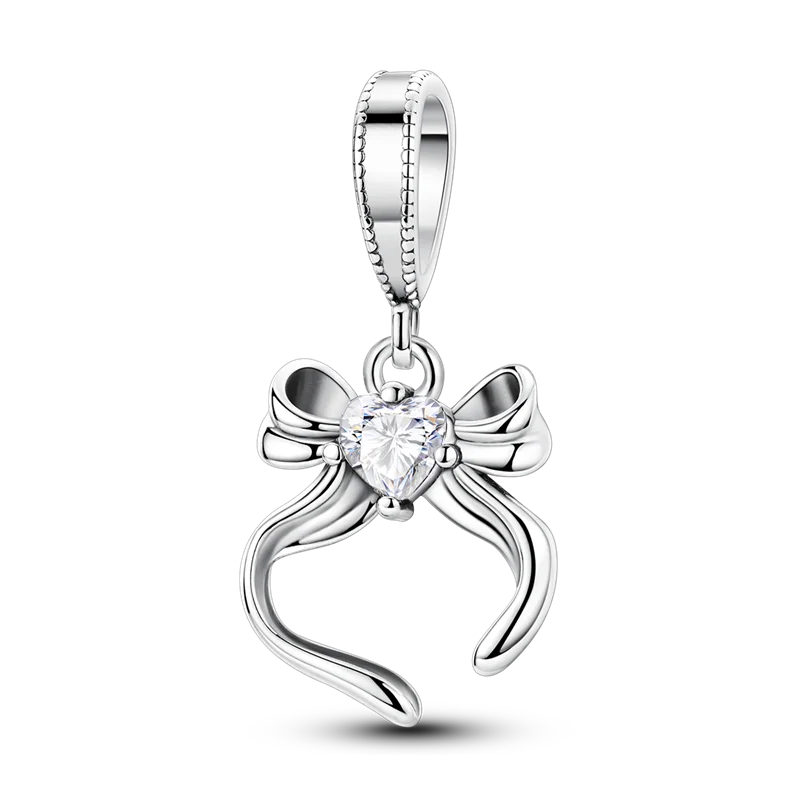 925 Sterling Silver Star, Moon & Heart Safety Chain | CZ Beads Angel Wing Charm for Original Bracelet DIY Jewelry