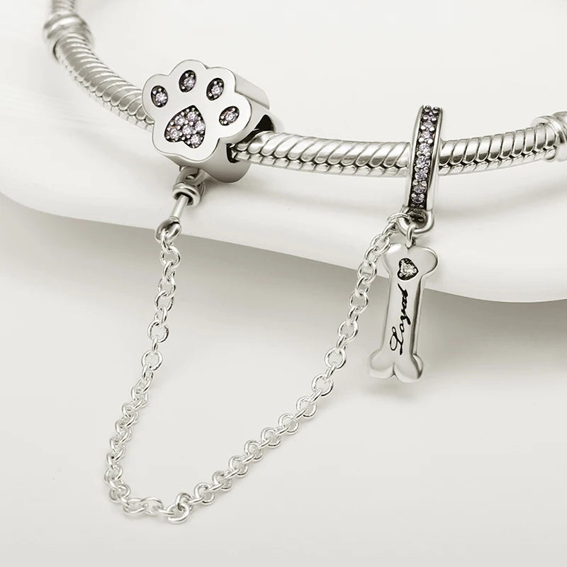 925 Sterling Silver Silicone Spacer Beads & Safety Chain | Clasp Charms Fit Original Pandora 3mm Bracelet – Women’s Jewelry