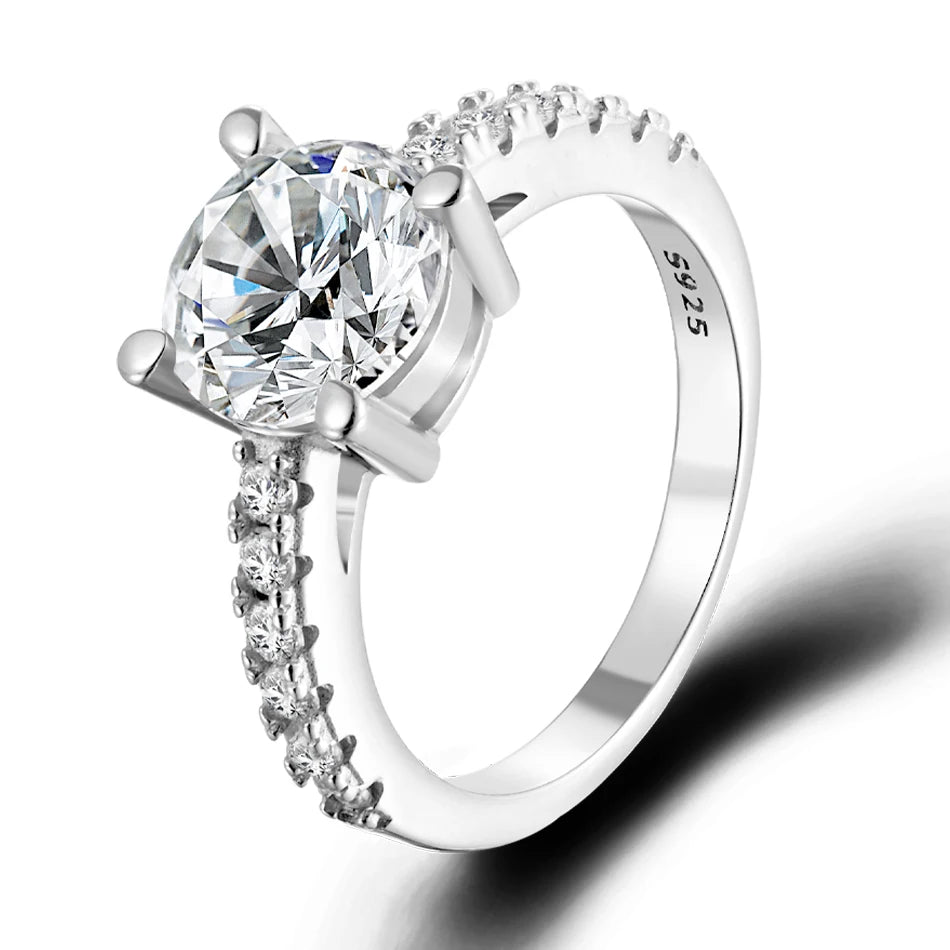 URMYLADY 3 Carat Moissanite Ring Set for Women – 925 Sterling Silver Four Claw Band, 18K Gold Plated
