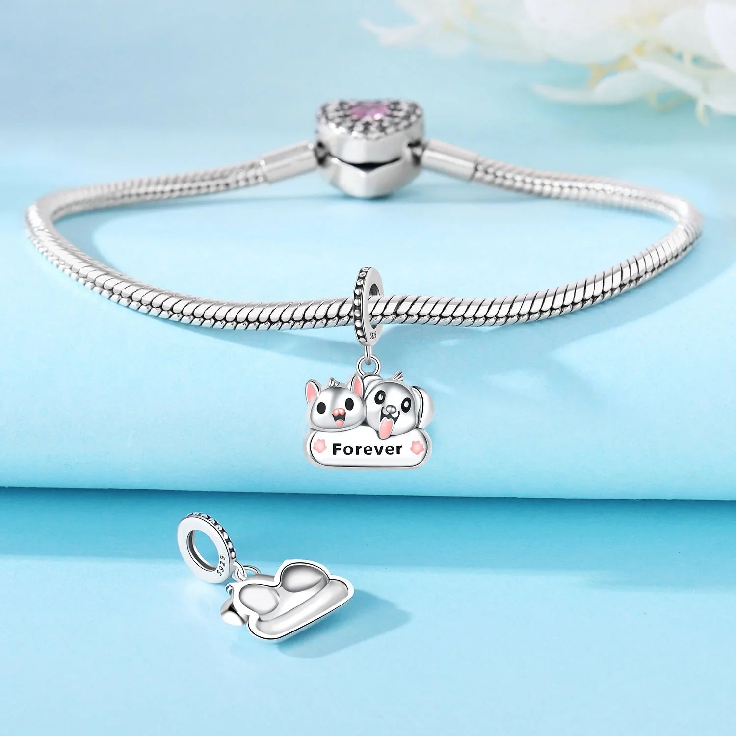 925 Sterling Silver Cat & Dog Paw Charms | Animal Pendant Beads Fit Pandora Bracelet | Women’s DIY Jewelry Gift