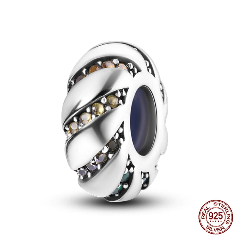 925 Sterling Silver Luminous Butterfly Star Moon Charm Bead | Round Clasp Bead for 3mm DIY Bracelet Jewelry Gift