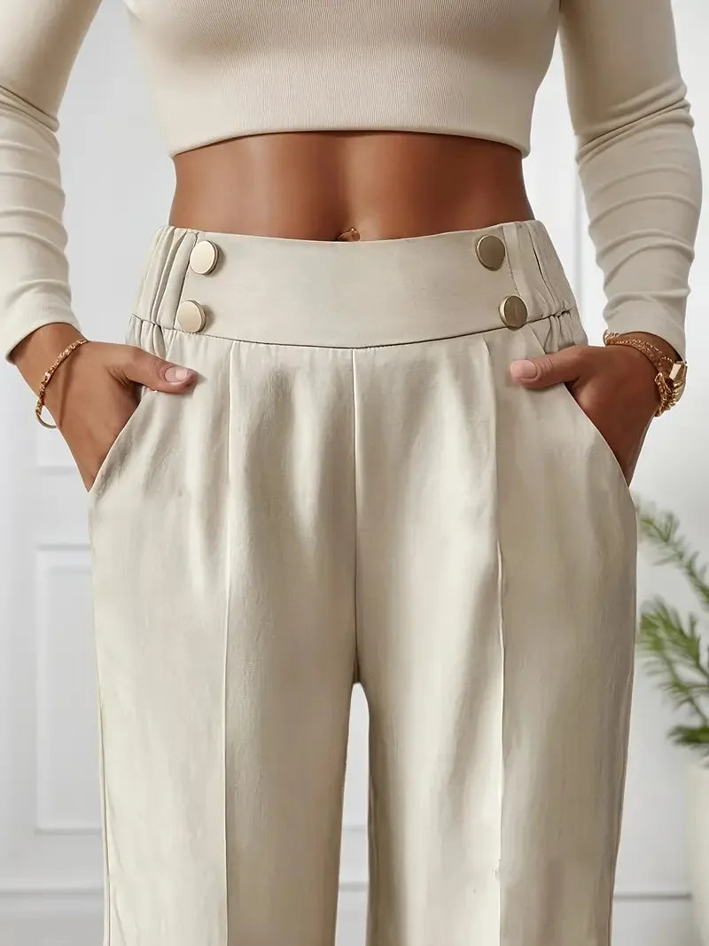 2025 Women’s High Waist Wide Leg Pants | Flowy Floor-Length Minimalist Straight Fit Trousers