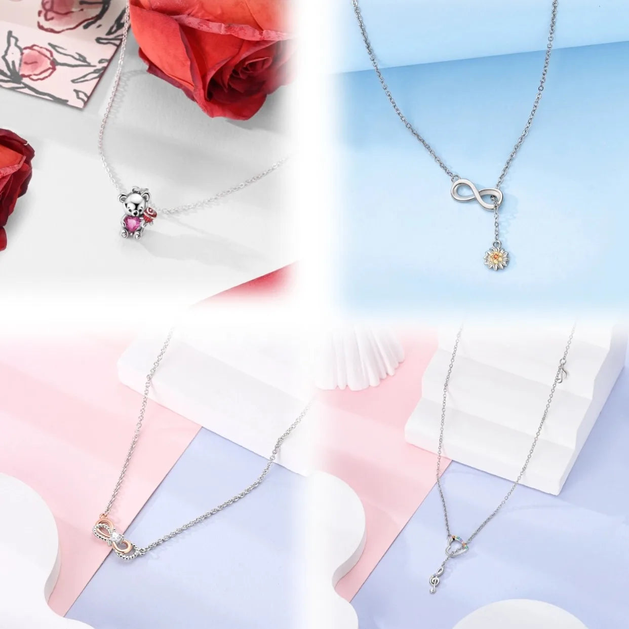 Heart to Heart Necklace 925 Sterling Silver Love Pendant Chain for Women – Wedding & Engagement Fine Jewelry