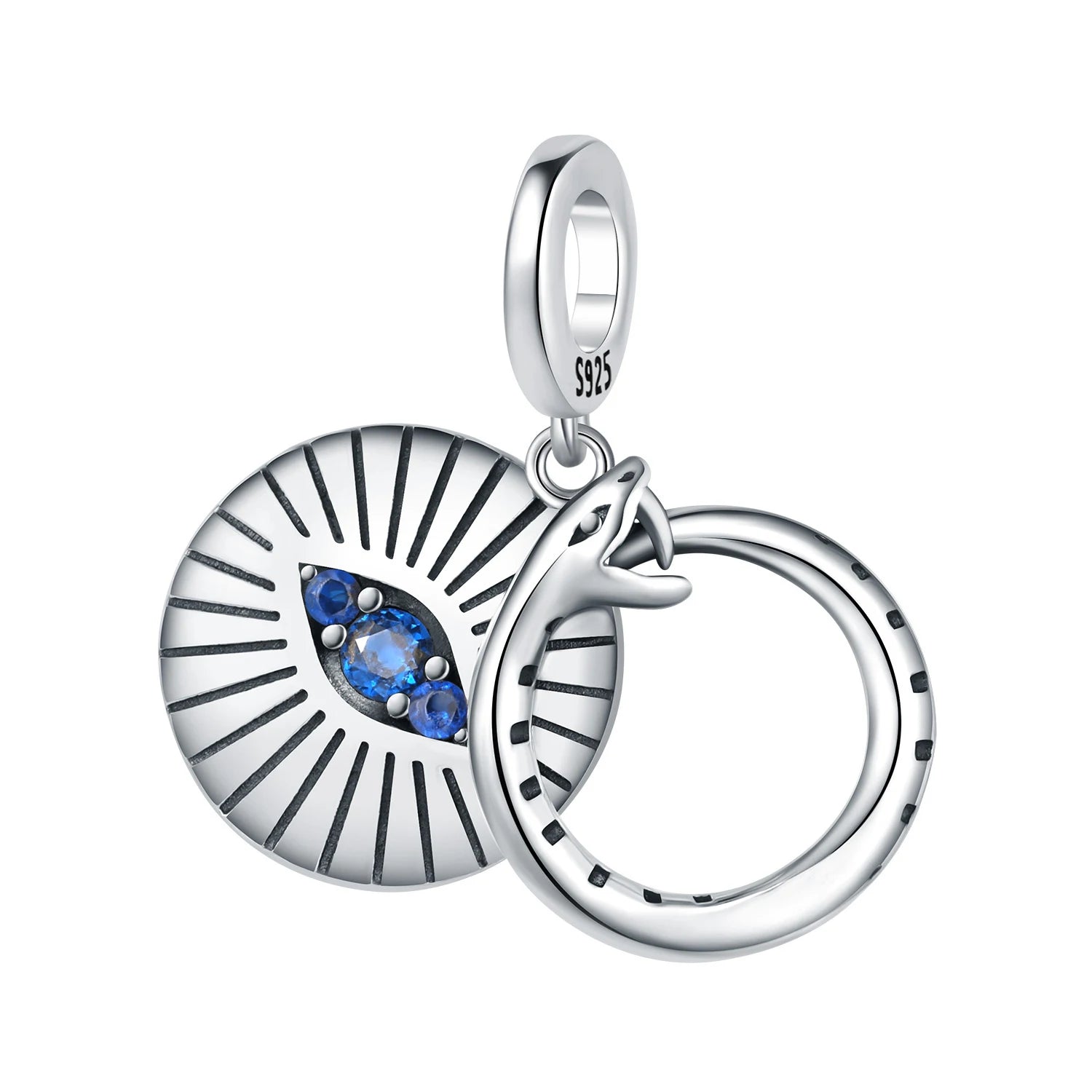 925 Sterling Silver Blue Star Compass Charm Pendant | Fit Bracelet DIY Jewelry Gift for Women