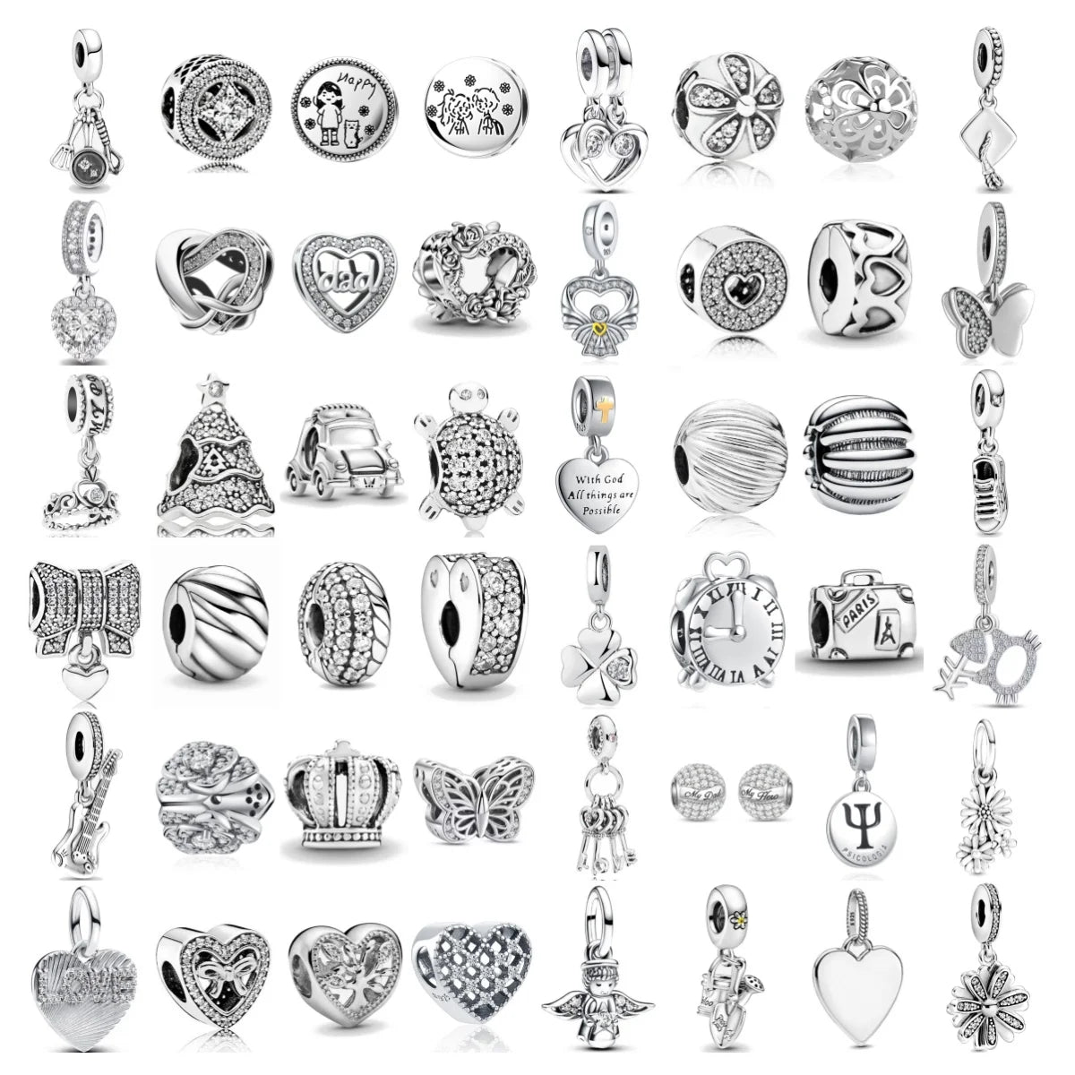 Hot New S925 Sterling Silver Butterfly Clover Shoes Charm Bead | Original Bracelet DIY Dangle Jewelry Gift for Women