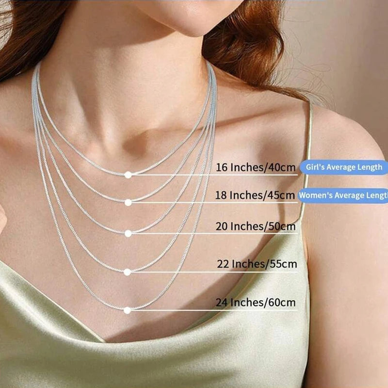 BAMOER 925 Sterling Silver Box Chain Necklace for Women Girls – 0.8mm Solid Gold Over Super Thin & Strong Chain